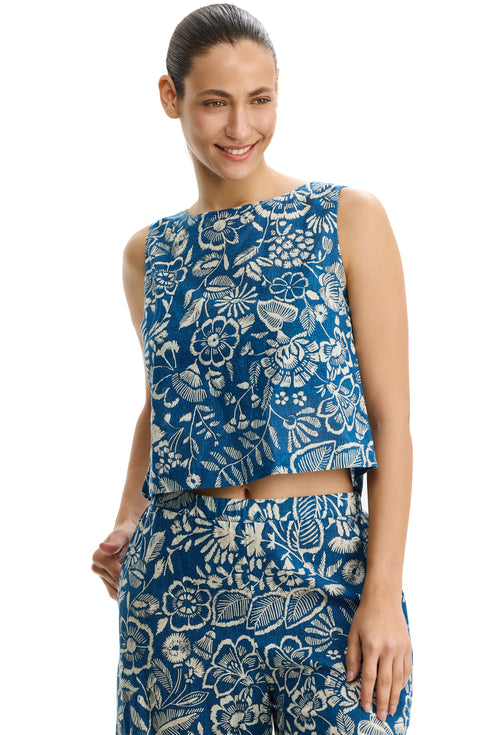 Gottex Profile by Gottex Garden Mist Linen High Neck Top