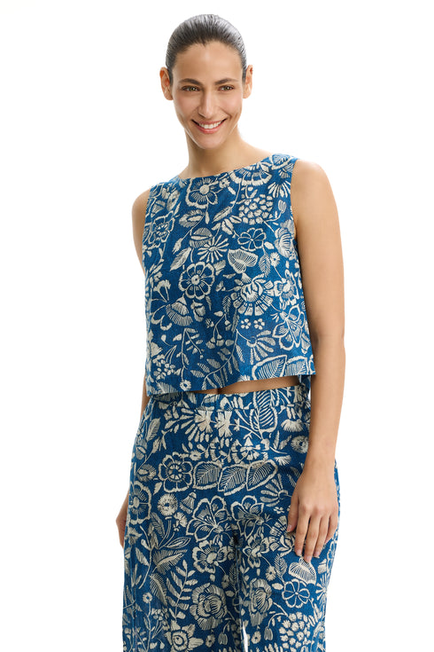 Gottex Profile by Gottex Garden Mist Linen High Neck Top
