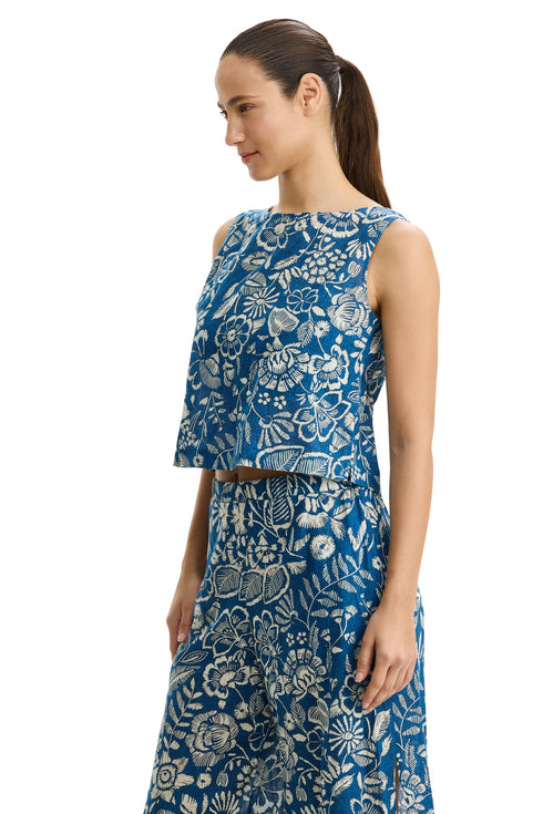 Gottex Profile by Gottex Garden Mist Linen High Neck Top