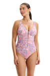 Gottex Profile by Gottex Boho Bloom D-Cup V-Neck Gold Beaded One Piece