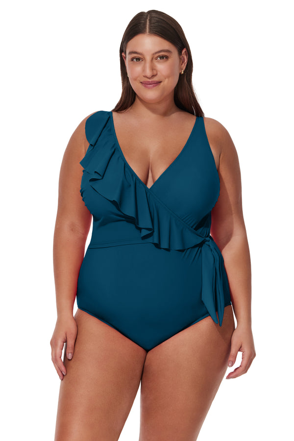 Gottex Profile by Gottex Tutti Frutti Plus Size Ruffle Surplice One Piece