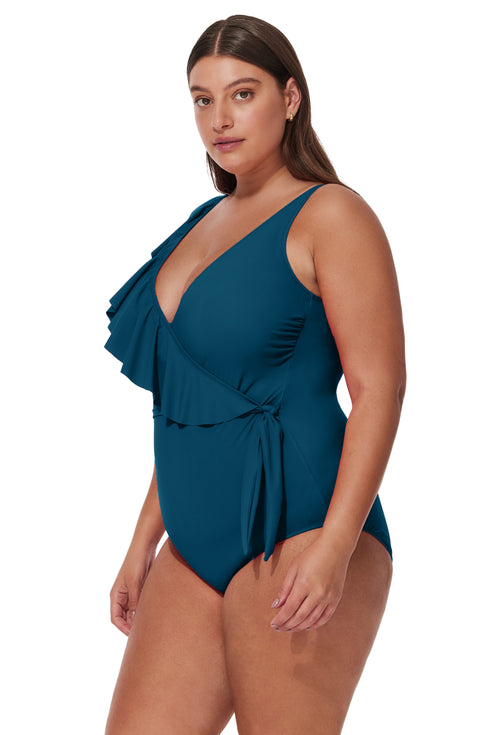 Gottex Profile by Gottex Tutti Frutti Plus Size Ruffle Surplice One Piece