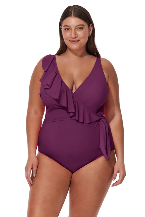 Gottex Profile by Gottex Tutti Frutti Plus Size Ruffle Surplice One Piece