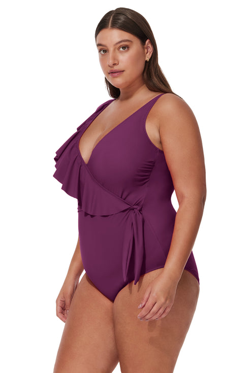 Gottex Profile by Gottex Tutti Frutti Plus Size Ruffle Surplice One Piece