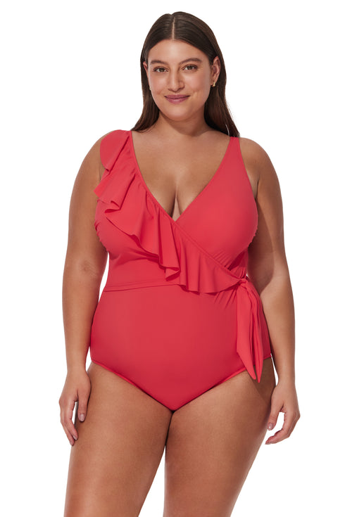 Gottex Profile by Gottex Tutti Frutti Plus Size Ruffle Surplice One Piece