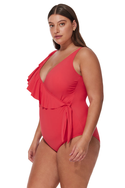 Gottex Profile by Gottex Tutti Frutti Plus Size Ruffle Surplice One Piece