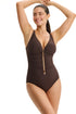 Gottex Profile by Gottex Tutti Frutti D-Cup V-Neck Gold Beaded One Piece