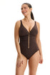 Gottex Profile by Gottex Tutti Frutti D-Cup V-Neck Gold Beaded One Piece