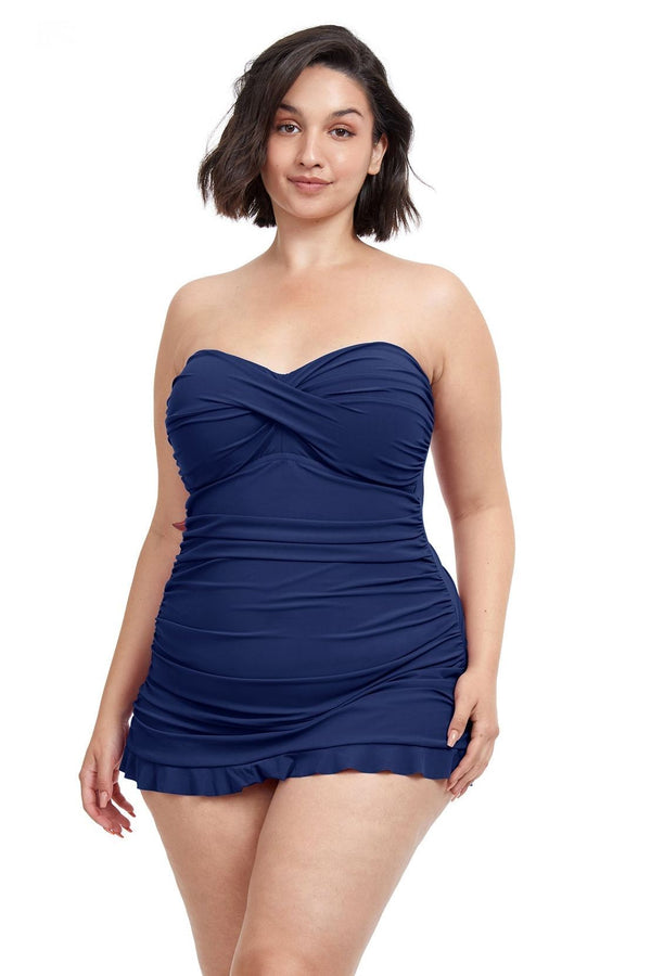 Gottex Profile By Gottex Tutti Frutti Plus Size Bandeau Strapless Swimdress