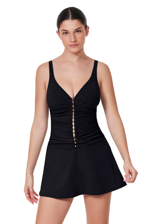 Gottex Profile by Gottex Tutti Frutti D-Cup V-Neck Gold Beaded One Piece