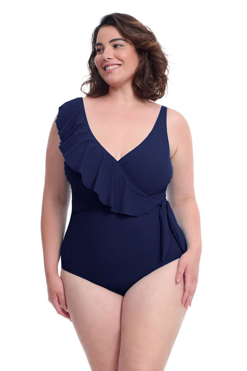 Gottex Profile By Gottex Tutti Frutti Plus Size Asymmetrical Ruffle Surplice One Piece