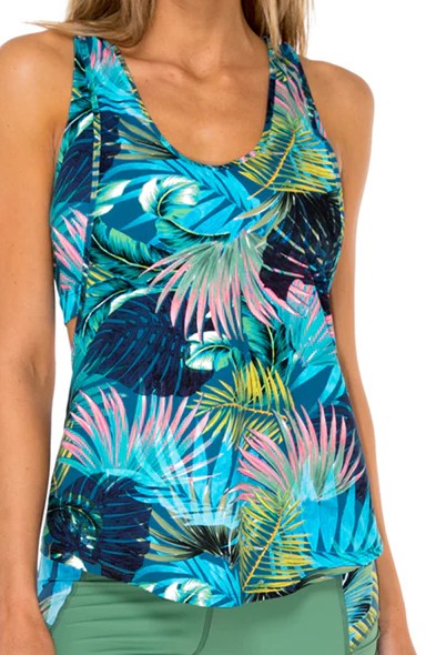 Luli Fama Mojito Inner Top Racer Back Overlay Tank Top