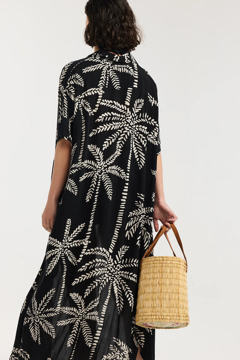 Gottex Beach Life Resort Palm Maxi Shirt Dress