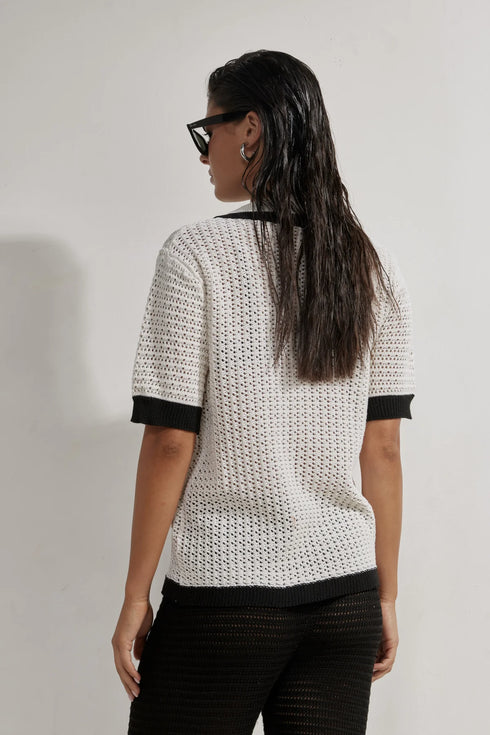 Gottex Beach Life Franchi Crochet Collared Button Down Shirt
