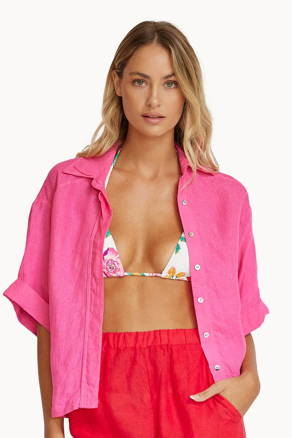 PQ Swim Hot Pink Linen Top
