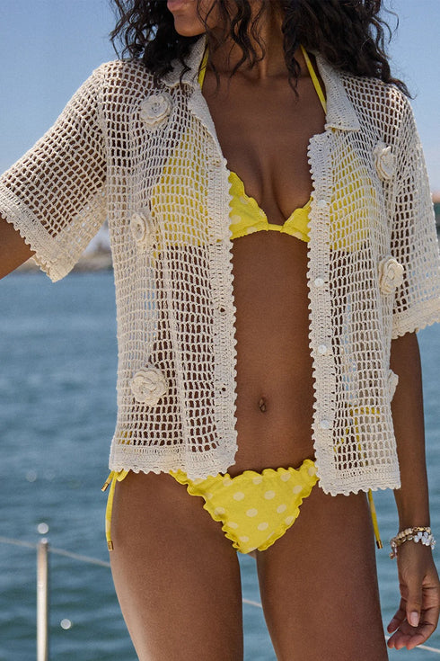 PQ Swim Ivory Flower Top