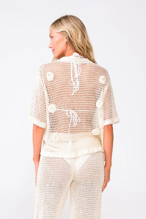 PQ Swim Ivory Flower Top