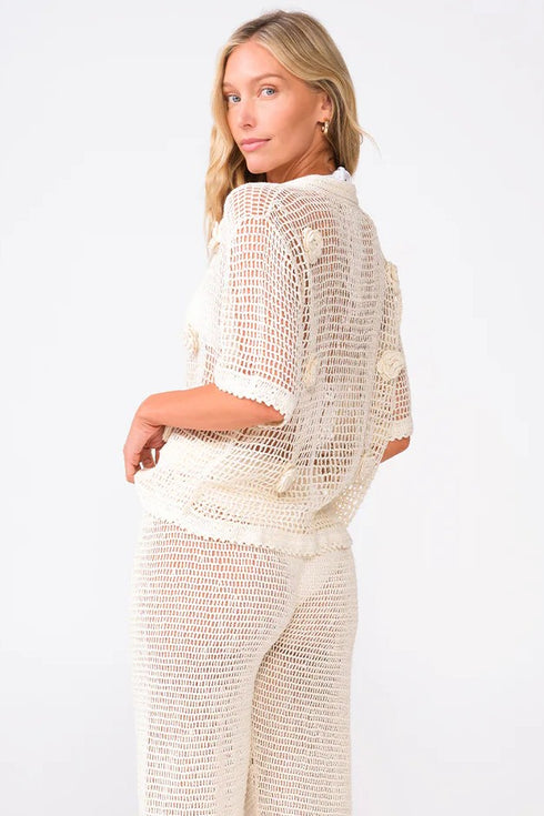 PQ Swim Ivory Flower Top