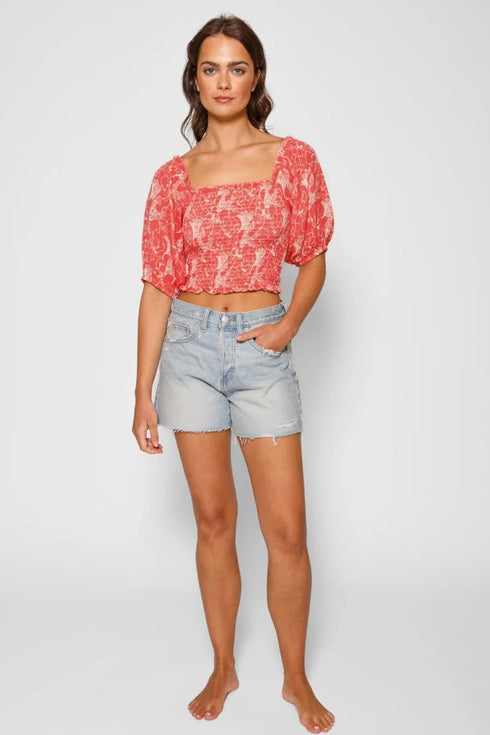 Koy Resort Bloom Smocked Crop Top