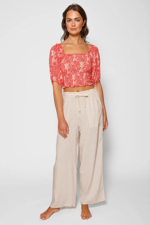 Koy Resort Bloom Smocked Crop Top