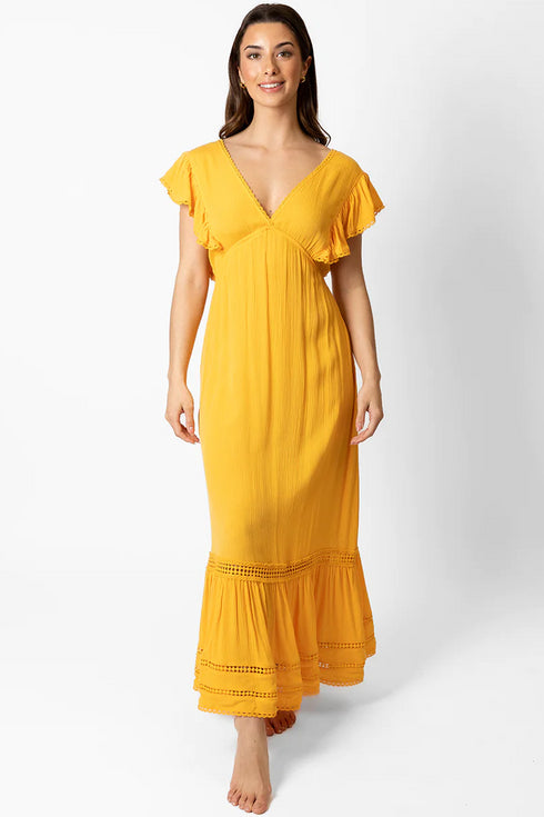 Koy Resort Miami Luxe Ruffle Sleeve Maxi Dress