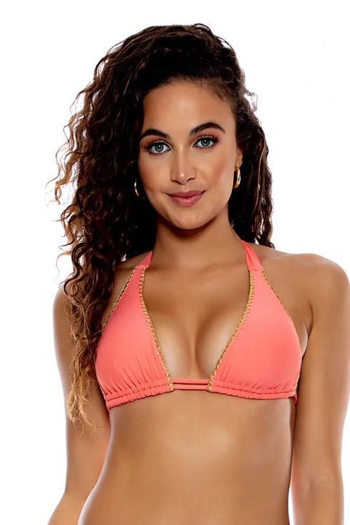 Luli Fama Luli Chic Luxe Stitch Triangle Halter Top