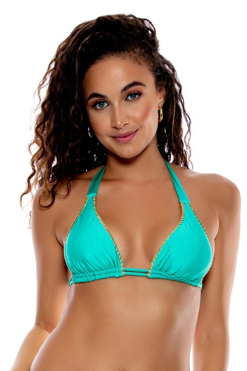 Luli Fama Luli Chic Luxe Stitch Triangle Halter Top