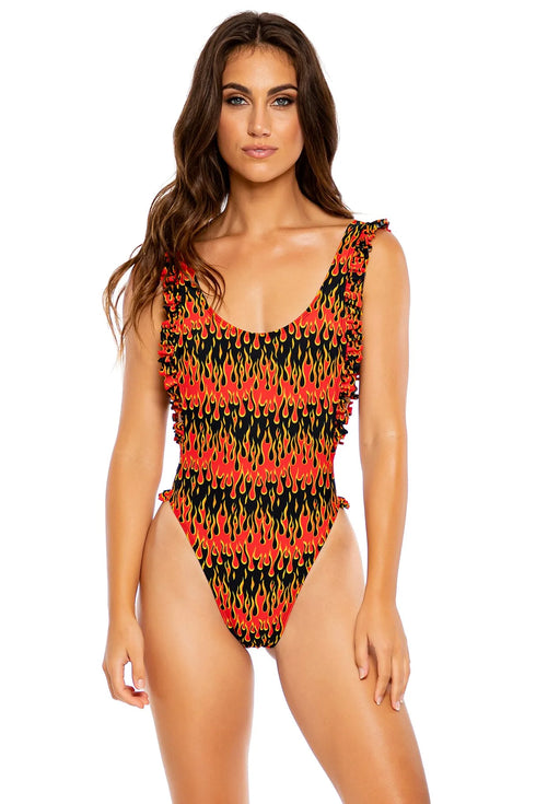 Luli Fama Flame Of Love Tank Open Sides Thong One Piece Bodysuit