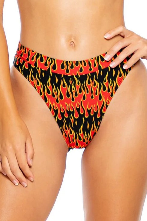 Luli Fama Flame Of Love High Leg Banded Waist Bottom