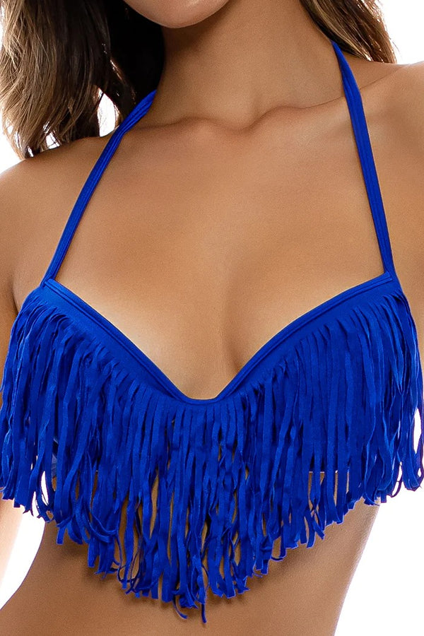 Luli Fama Cosita Buena Plunge Push Up Fringe Underwire