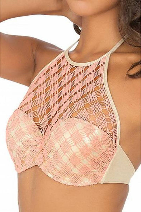 Luli Fama Diamantes De Coral Crochet Sheer Front Und Push-up