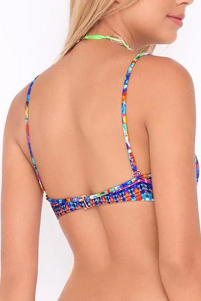 Luli Fama Tribal Beach Criss-Cross Back Bra Top