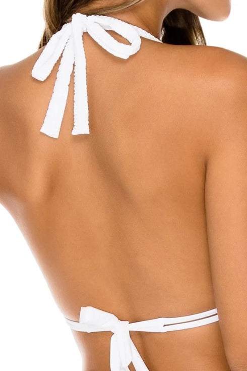 Luli Fama Orillas Del Mar Ribbed Double Strap Sliding Halter Bikini Top