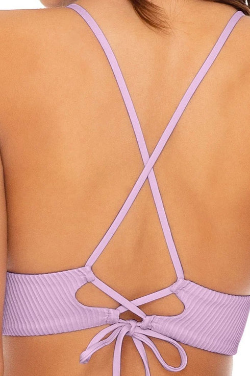 Luli Fama Orillas Del Mar Ribbed Banded X-Back Bikini Top