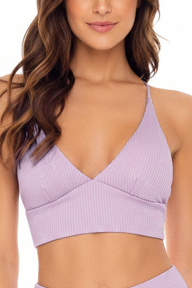 Luli Fama Orillas Del Mar Ribbed Banded X-Back Bikini Top