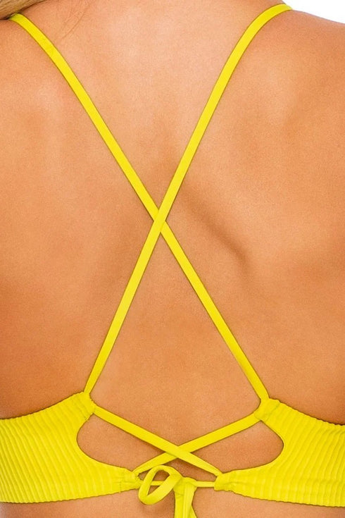 Luli Fama Orillas Del Mar Ribbed Banded X-Back Bikini Top