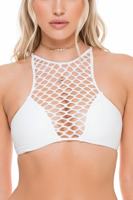 Luli Fama Sailor's Kiss Fishnet High Neck Top