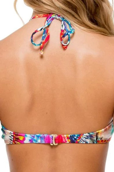 Luli Fama Encantadora High Neck Crochet Halter Top