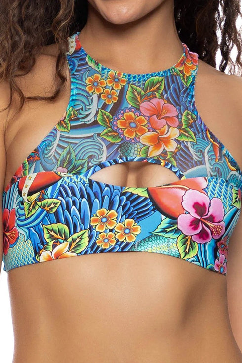 Luli Fama Inked Babe Ink Mesh Reversible Cut Out Top