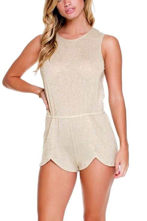 Luli Fama Golden Sugar Scalloped Romper
