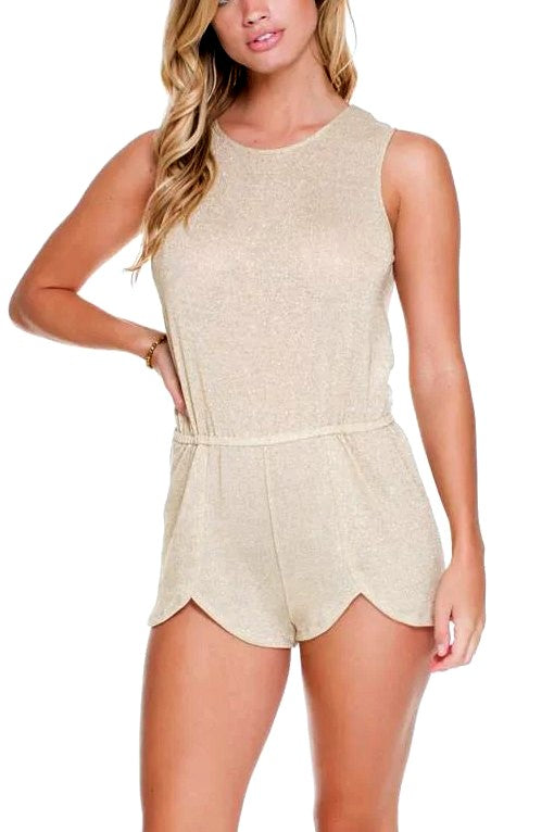 Luli Fama Golden Sugar Scalloped Romper