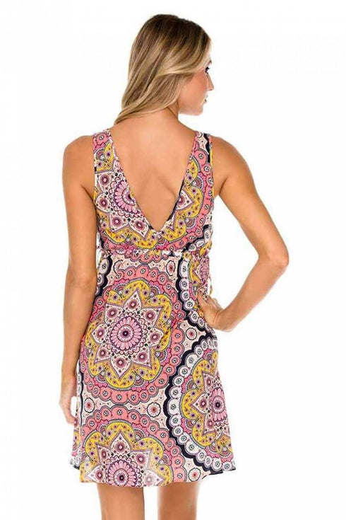 Luli Fama Alhambra Crystallized V Neck Short Dress