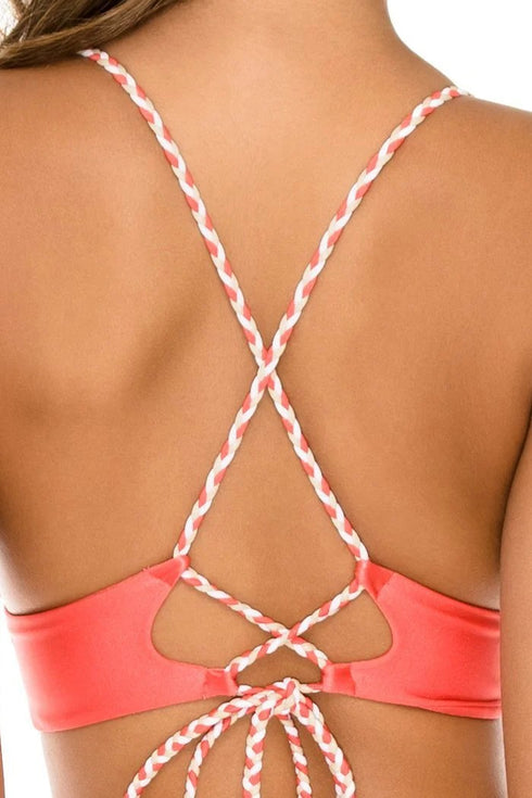 Luli Fama Amor Y Miel Reversible Braided Halter Cross Back Bustier Top
