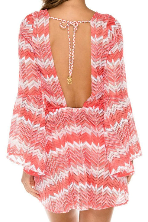 Luli Fama Amor Y Miel Laced Up Bell Sleeve Dress