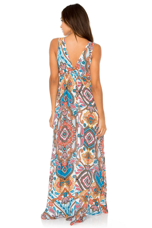 Luli Fama Maestranza Crystallized V Neck Long Dress