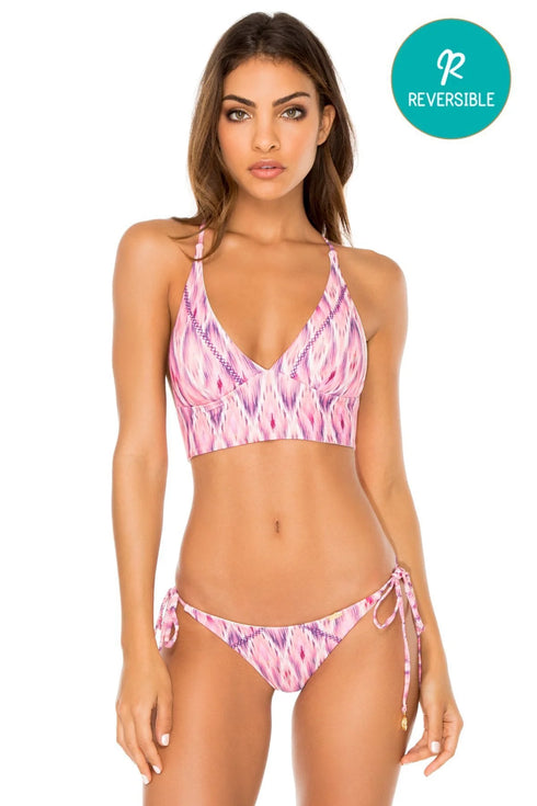 Luli Fama Cadiz Reversible Halter Cross Back Bustier Top