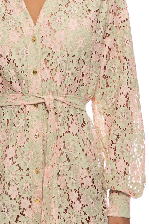 Luli Fama Gitana Long Sleeve Belted Dress