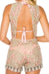 Luli Fama Gitana Deep V Neck Fringe Trim Romper