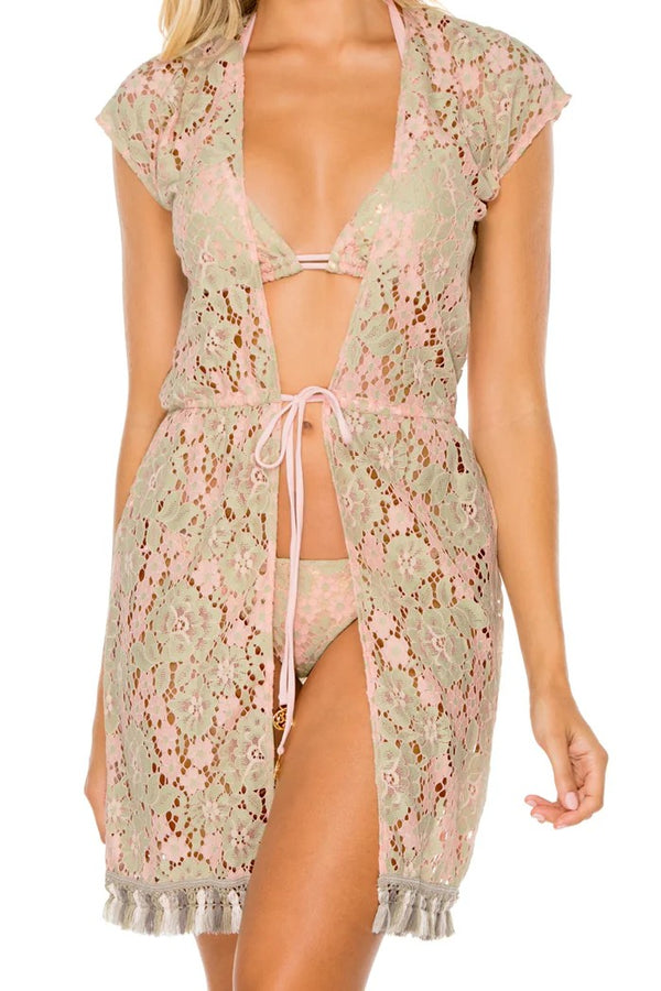 Luli Fama Gitana Open Front Sleeveless Vest Dress