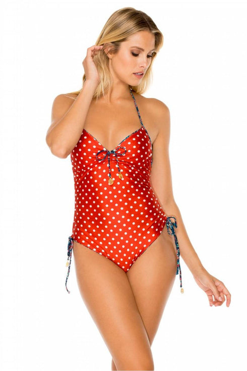Luli Fama Cordoba Drawstring High Leg One Piece